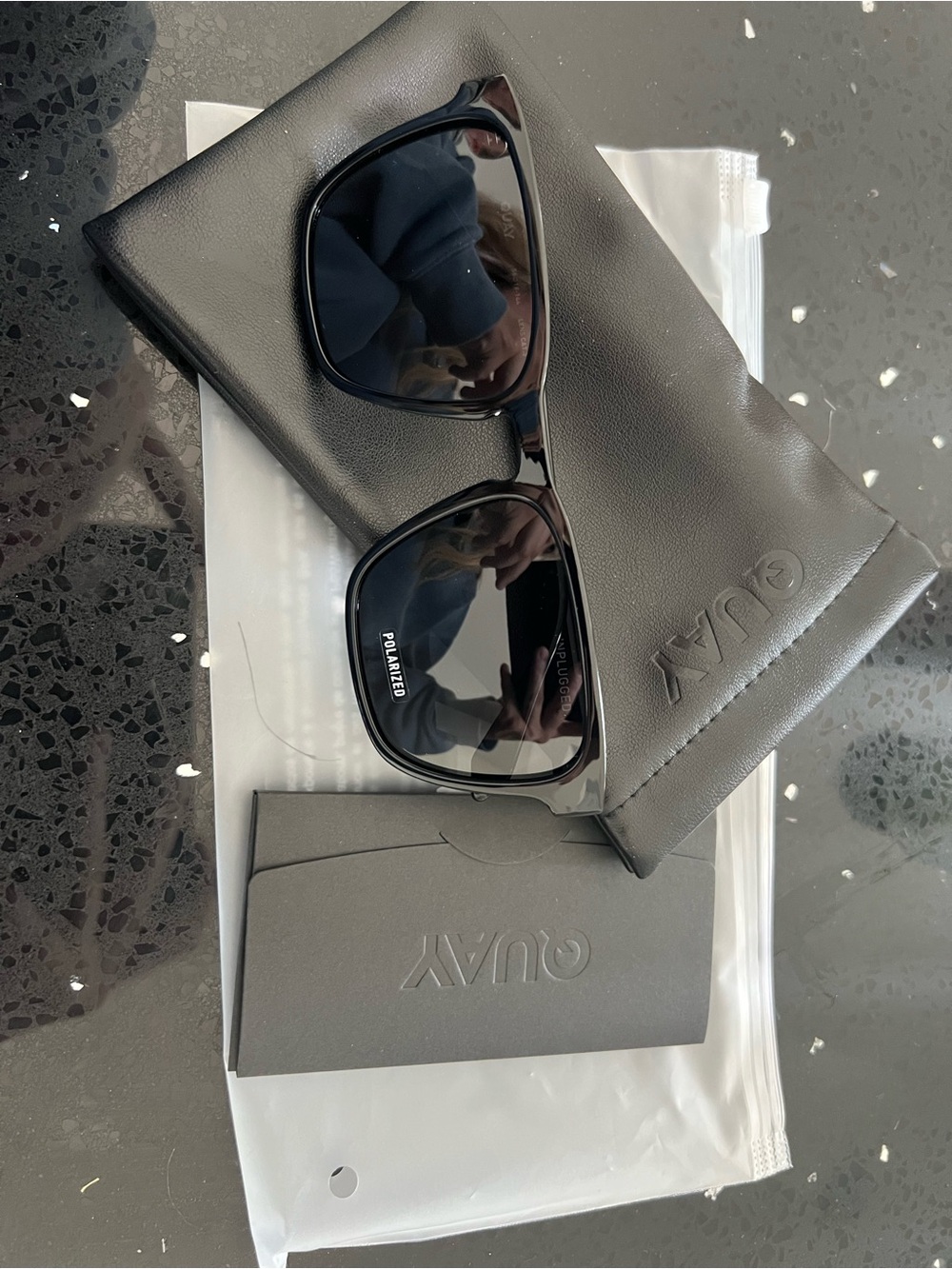 Quay Australia Black Polarized Men's Sunglasses with Soft Pouch